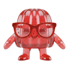 A Sweet Red Gelatin Character Wearing Stylish Glasses