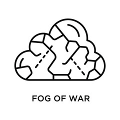 Fog of war line icon isolated on military strategy, uncertainty, and confusion concept