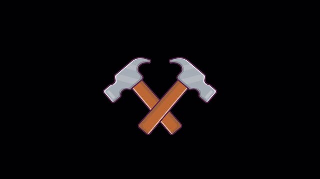 Hammers. Construction and Repair Tools Concept Animation Video - Transparent