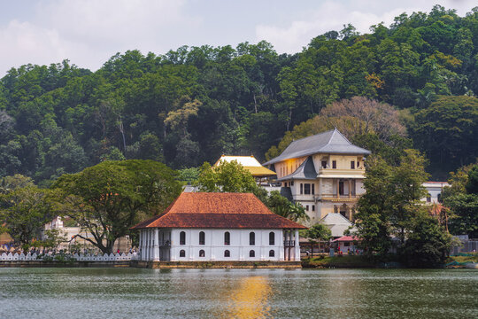 Kandy Lake and Famous City Landmark Sri Dalada Maligawa, Sacred Tooth Relic The