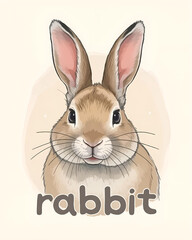 Rabbit Portrait Wildlife Illustration