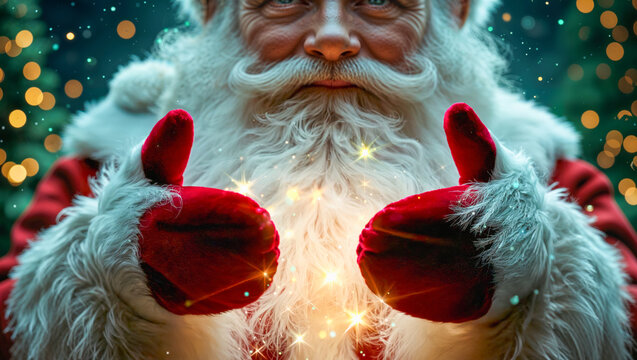 AI-generated image of Santa Claus spreading the love of the Christmas spirit around the globe - Powered by Adobe