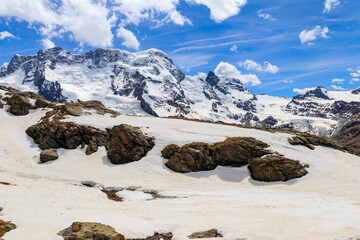 View of the Pennine Alps from Gornergrat close to Zermatt, Switzerland