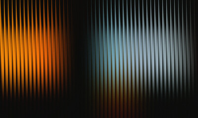 Ribbed glass pattern featuring warm amber glow blending into cool teal gradient with smooth vertical wave distortion for modern abstract backgrounds.