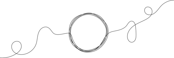 continuous line drawing of circular frame, abstract shape line art vector illustration
