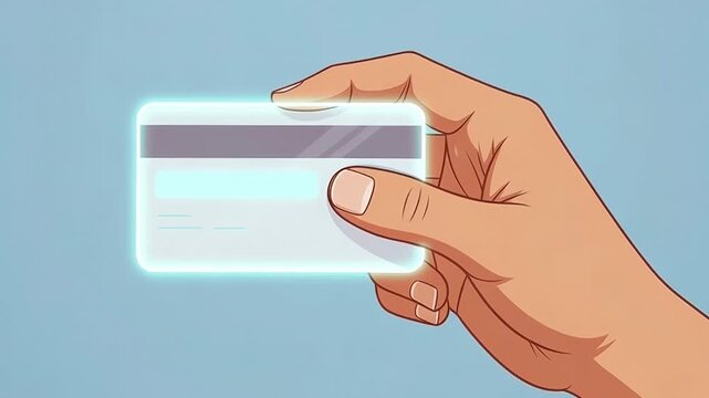 Holding glowing digital card: futuristic technology concept