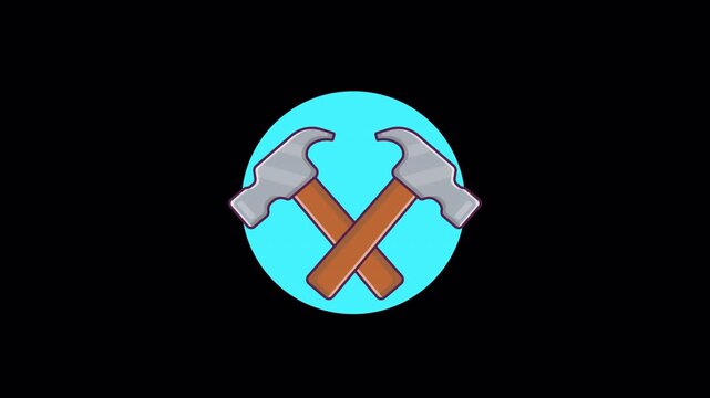 Hammers. Construction and Repair Tools Concept Animation Video - Transparent