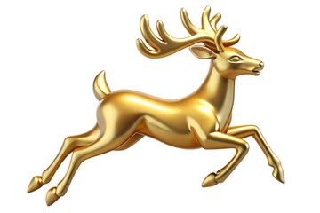 Obraz premium Golden reindeer leaping with majestic antlers metallic