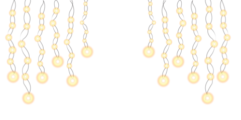 Luminous decorative string lights on transparent background isolated on transparent background