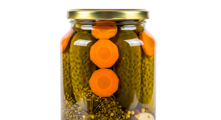 Jar of Pickles and Carrots with Dill and Spices cucumber