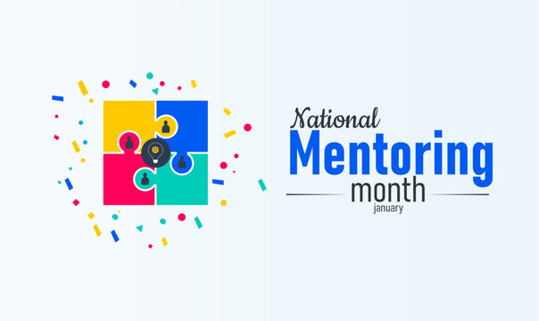 National Mentoring Month Poster Banner and Background Design Template Featuring Helping Hands, People Silhouette, and Growth Icons Illustration for Guidance, Education, Leadership, and Personal Develo - Powered by Adobe