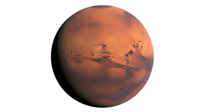 Detailed 3D Render of Planet Mars space cosmos