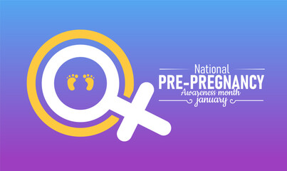 National Pre-Pregnancy Awareness Month Poster Banner and Background Design Template Featuring Mother, Heart, and Health Icons for Family Planning, Maternal Wellness, and Pregnancy Preparation