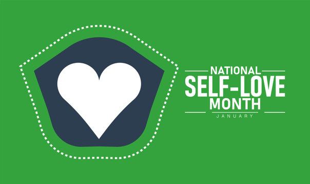 Self-Love Month Poster Banner and Background Design Template Featuring Heart, Mirror, and Wellness Icons Illustration for Personal Care, Confidence, Positivity, and Emotional Wellbeing Celebration