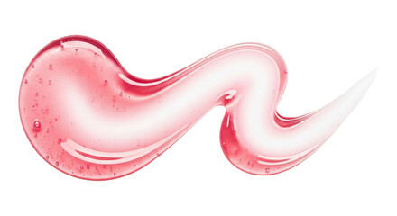Rose tinted serum smear glossy ribbon flowing across white
