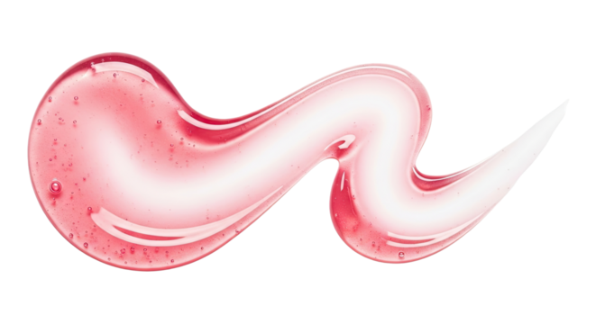 Rose tinted serum smear glossy ribbon flowing across white