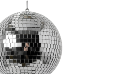 Disco Ball Reflecting Light Against Black Background