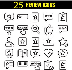 Review Icon Set Feedback Rating Evaluation Outline Collection