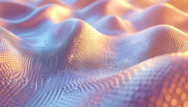 Abstract Digital Wave Form Surface With Golden Hour Lighting Creating A Warm And Cool Gradient Effect