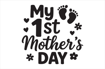 My first mother s day with baby footprints and heart decorations