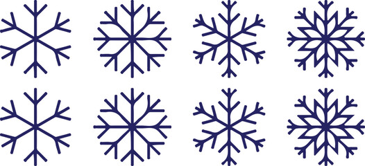 snowflake bule line vector icons set design illustration logo