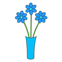blue flowers in a vase