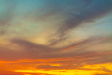 Colorful sky and clouds backdrop at sunrise and sunset,Sky on sunrise. Beauty sunrise with sunlight background. Twilight, dramatic sunrise dawn, dusk, sunshine. Cloudy sunset. Sunrise wallpaper.