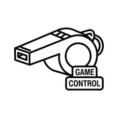 A whistle with the words game control, isolated on