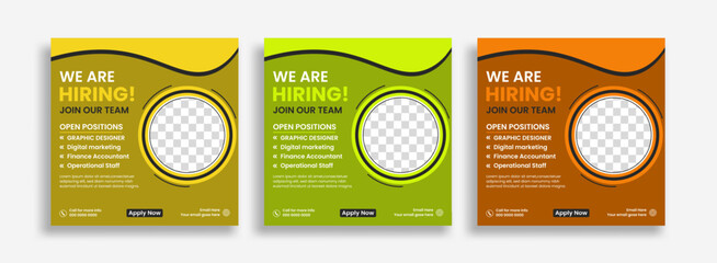 We are hiring social media post template design for job opportunity with graphic design position offer