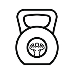 Kettlebell with bodybuilder icon isolated on for fitness and weightlifting concept