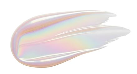 Soft pearlescent glossy smear subtle rainbow gleam over white