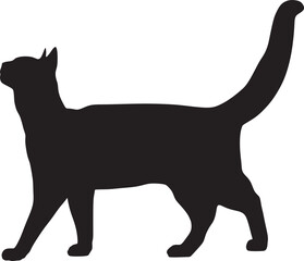 Cat silhouette vector image, black cat silhouette, black cat, beautiful cat, cat standing, beautiful image, cat drawing