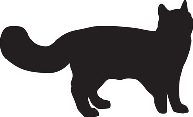 Cat silhouette vector image, black cat silhouette, black cat, beautiful cat, cat standing, beautiful image, cat drawing