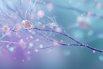 An abstract depiction of a soft neural signal network, illustrating intelligent health responses through flowing light pathways and layered translucent panels.