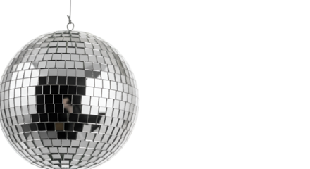 Silver Disco Ball Hanging by a Chain mirror ball party