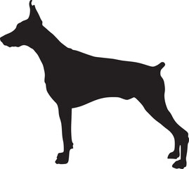 vector image of a dog silhouette, dog silhouette, black dog silhouette, dog standing, beautiful dog, dog breed, emotions, beautiful image, silhouette