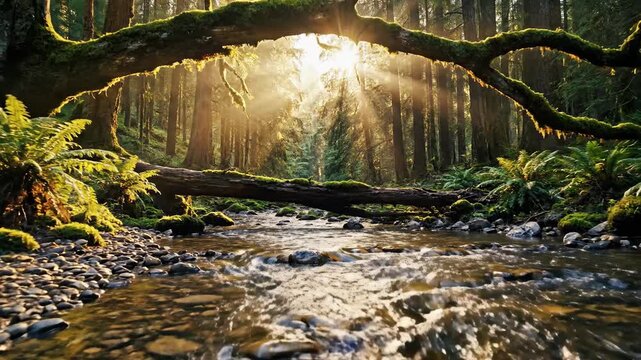 Cool Waters Beside Forest Path