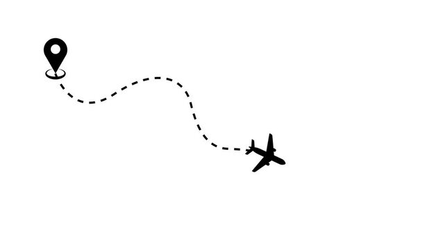 Travel on airplane flight route with start point..for navigation, battlefield, travel, and direction.4k video