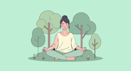 A woman in athletic attire runs, listening to music via headphones against a light yellow background