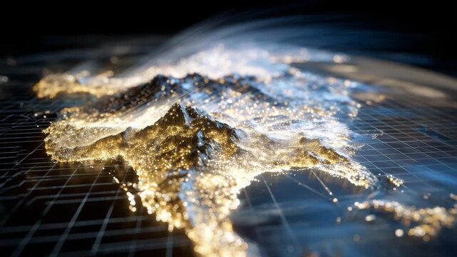 83Conceptual image showing rare earth mineral dust scattered across global map grids, emphasizing industrial dependency and trade barriers