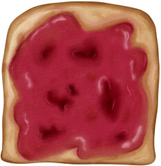 Watercolor Toast With strawberry jam