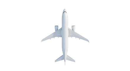 Top- Down View of a White Airplane on Black Background