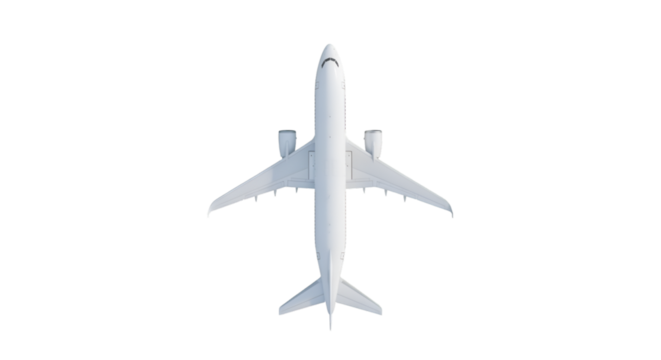 Top- Down View of a White Airplane on Black Background