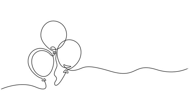 balloon continuous one line drawing animation, Speech bubble continuous video one line drawing, minimalist line illustration done in one line animation, Balloon with heart shape animation