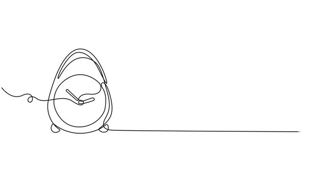 clock animation continuous one line drawing, Animated self drawing of continuous line draw of clock on a white background. Save your time concept. Black thin line of the hands with clock. Full length