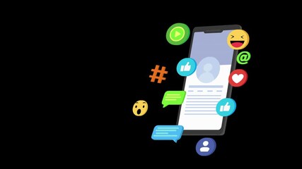 Smartphone With Floating Social Media Icons And Comment Bubbles for Digital Communication with alpha matte - Powered by Adobe