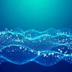 Abstract blue digital wave with flowing particles futuristic technology background artificial intelligence, big data, science concept