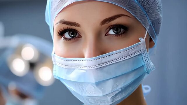 Skilled surgeon prepares for a complex operation in a modern hospital setting with bright surgical lights