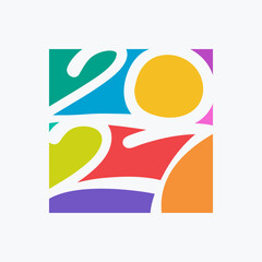 Abstract 2027 Vector Banner Design. Bright and Playful Modern Art Style