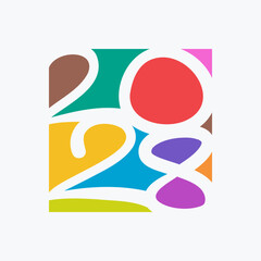 Vibrant 2028 Geometric Abstract Design. Future Planning Calendar Background